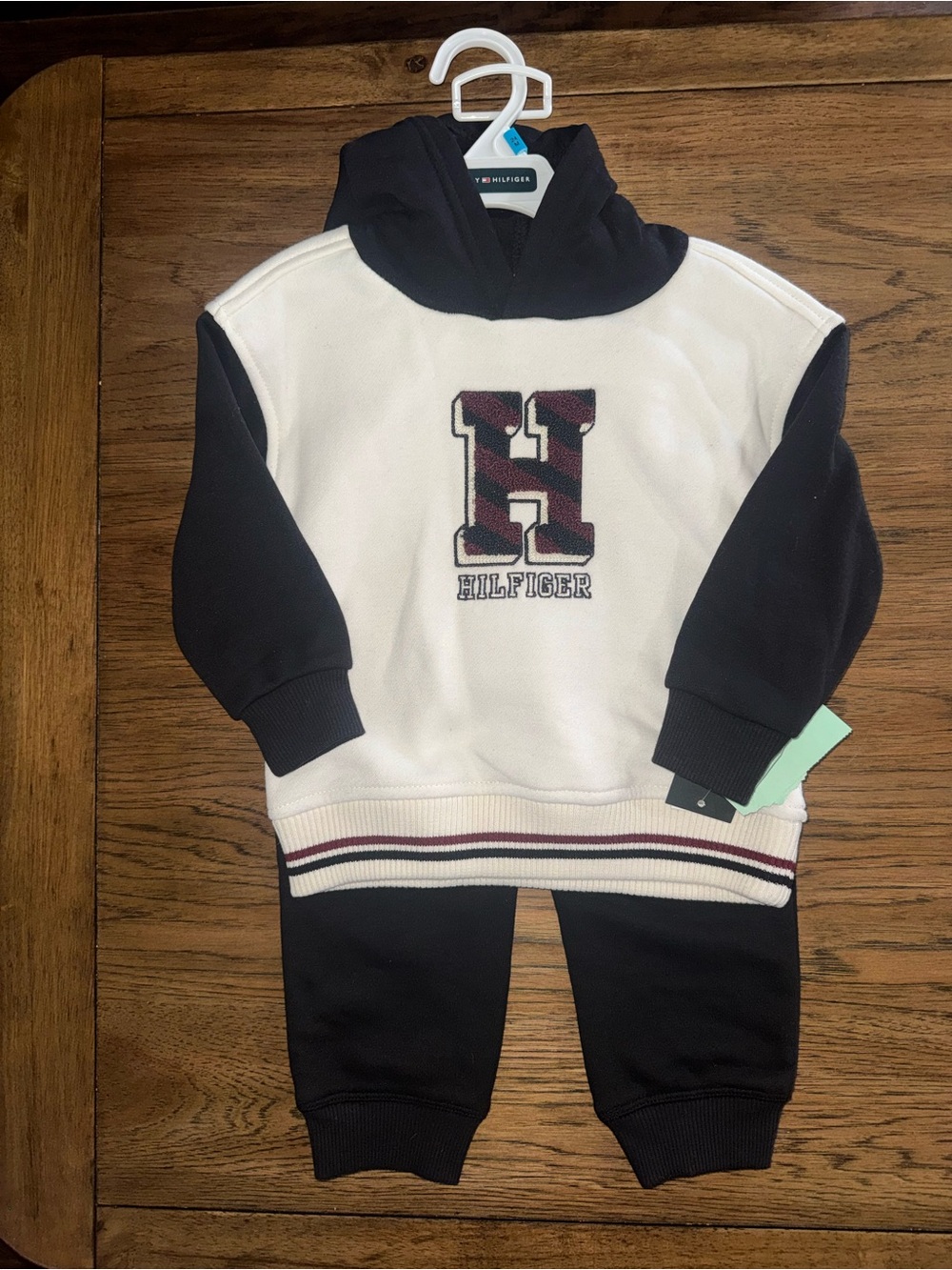 Tommy Hilfiger Cream & Black Two-Piece Hoodie Set